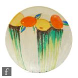 Clarice Cliff -  Delecia Citrus - A dish form plate circa 1930, hand painted with a band of stylised