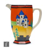 Clarice Cliff - Applique Lucerne Orange - An Athens shape jug circa 1930, hand painted with a
