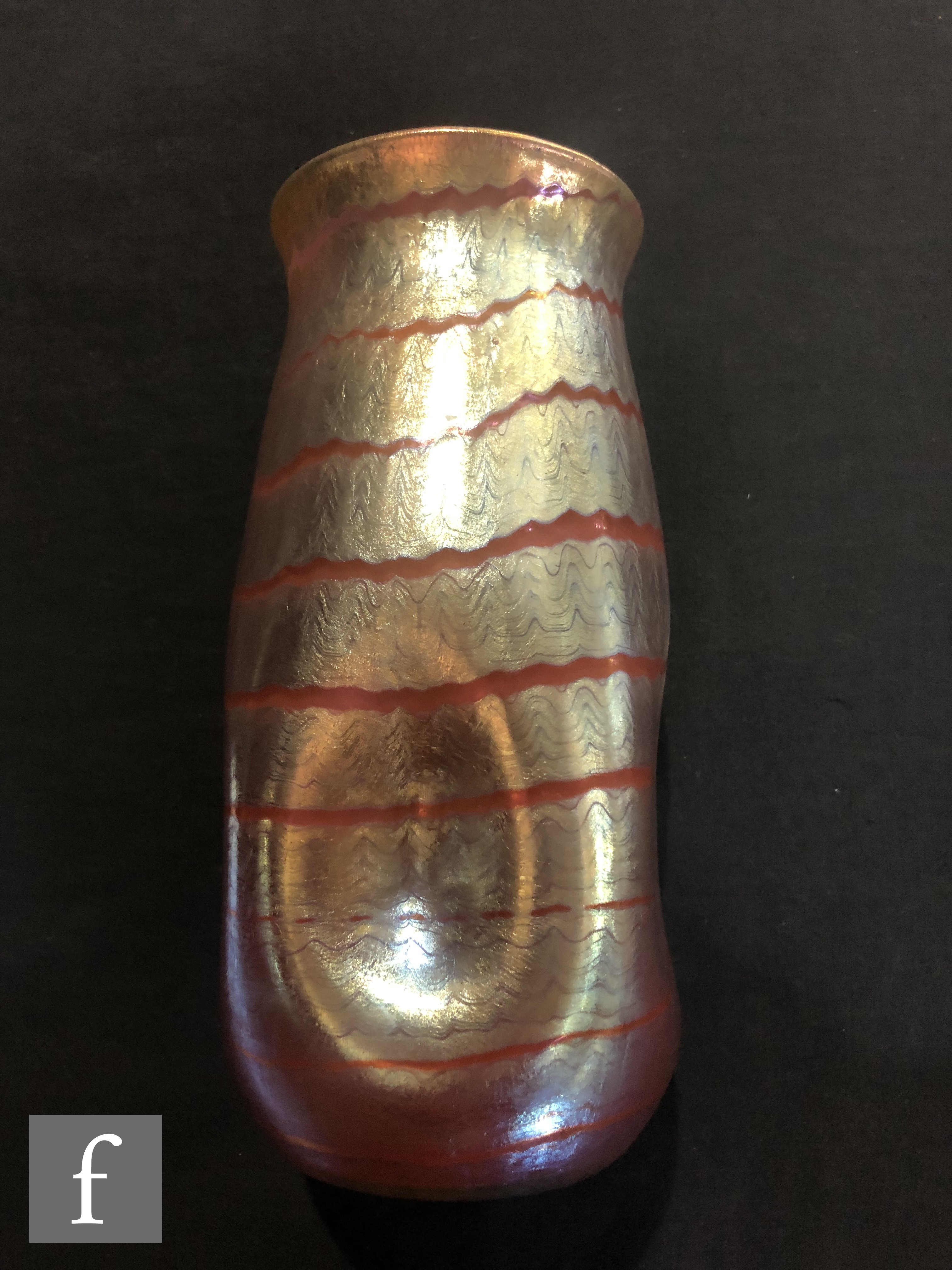 Loetz - A Phaenomen Genre glass vase, circa 1907, PG 5301, the dimpled cylinder form with everted - Image 6 of 8