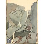 Albert Wainwright (1898-1943) - Ben Rhydding, a study depicting a rocky landscape with waterfalls,