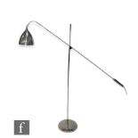 Original BTC - A task Overreach floorlight, in polished aluminium, with moveable shade and