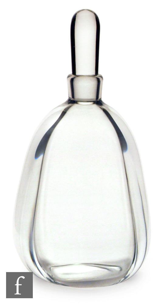Vicke Lindstrand - Orrefors - A 1930s Persica glass decanter, the ovoid body with optic ribbing,