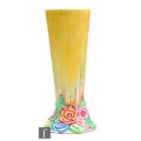 Clarice Cliff - My Garden - A shape 662 vase circa 1934, the base relief moulded with flowers and
