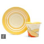 Clarice Cliff - Bridgewater Orange - A Daffodil shape coffee cup and saucer circa 1934, hand painted