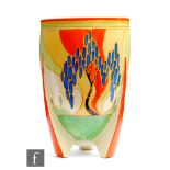 Clarice Cliff - Windbells - A shape 452 vase circa 1932, hand painted with a stylised tree and