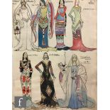 Albert Wainwright (1898-1943) - A sketch depicting costume designs for various female characters