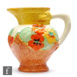 Clarice Cliff - Nasturtium - A shape 564 George jug circa 1933, hand painted with stylised flowers