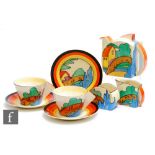Clarice Cliff - Orange Roof Cottage - A Stamford early morning breakfast set circa 1932,