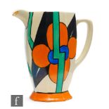 Clarice Cliff - Picasso Flower (Orange) - A large Athens shape jug circa 1930, hand painted with a