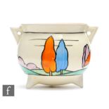 Clarice Cliff - Poplar - A small cauldron circa 1932, hand painted with a stylised tree and