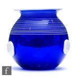 Loetz - An Ausfuehrung 166 blue tango glass vase of globe form with everted rim, all in a deep