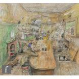 Chris Orr, MBE, RA (born 1943) - 'Inside Moonies', pencil and wash drawing, signed, titled and dated