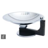Unknown - An Art Deco chrome plated circular bowl of plain form with black painted wooden