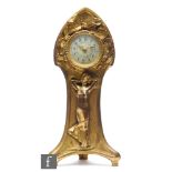 In the manner of Blanche Poccard - An early 20th Century Art Nouveau mantel clock, the circular dial