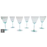 Moser - A set of six 1920s alexandrite drinking glasses, the round funnel bowl with optical