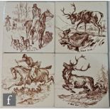 Wedgwood - Four 6 inch tiles from the Scenes in the Hunting Fields series, pattern 290 comprising