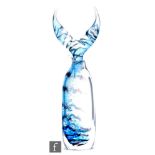 Allister Malcolm - A contemporary studio glass Fish Tail bottle, the body of compressed sleeve