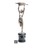 Unknown - A French Art Deco advertising silvered spelter figure, circa 1930s, modelled as a