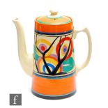 Clarice Cliff - Circle Tree (RAF Tree) - A Tankard shape coffee pot circa 1929, hand painted with