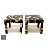 Manner of Anthony Redmile - A pair of horn veneered side tables, each of square form, raised on