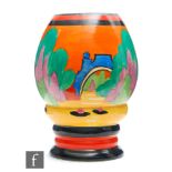 Clarice Cliff - Applique Orange Avignon - A shape 362 vase circa 1930, hand painted with a