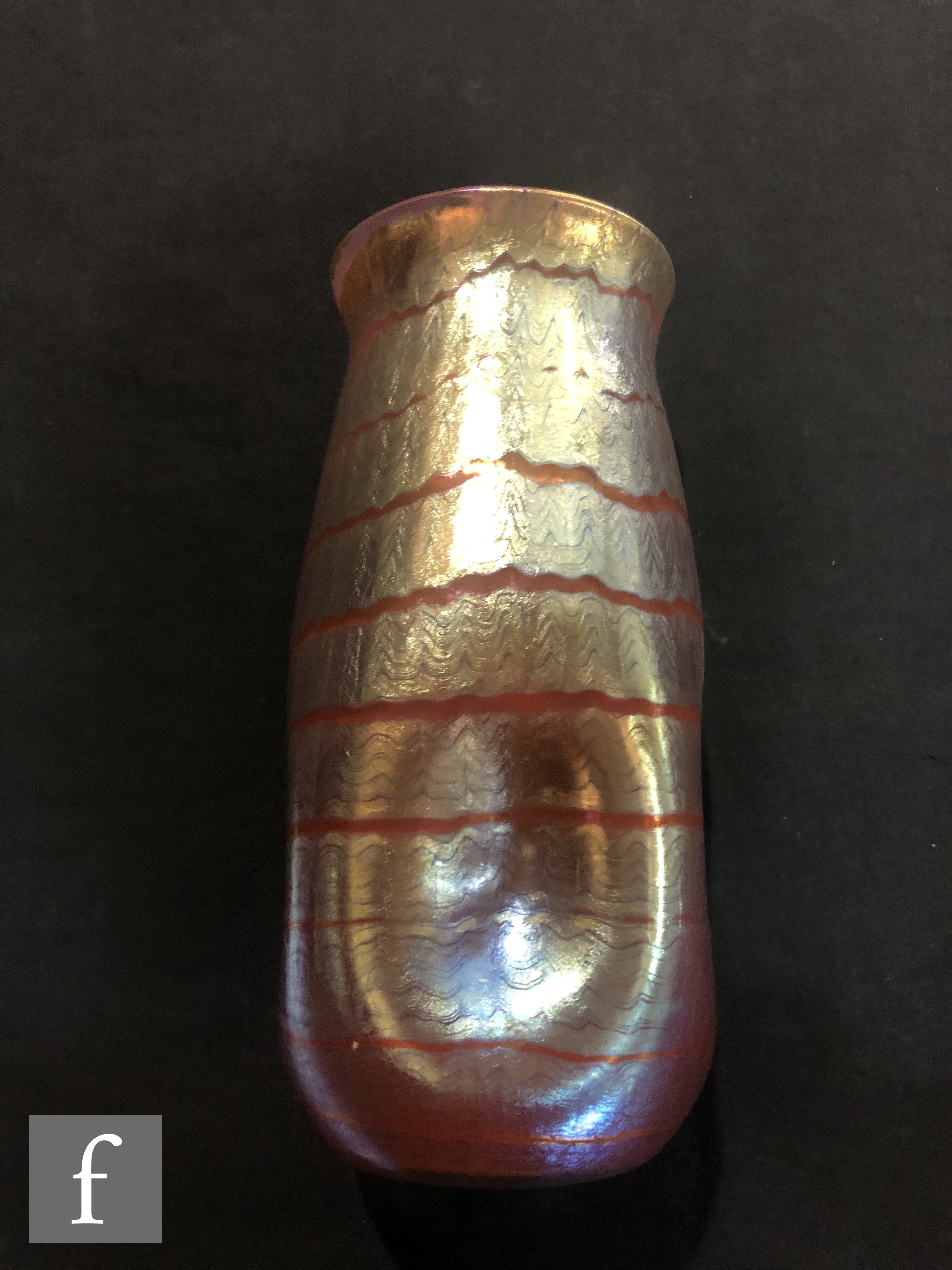 Loetz - A Phaenomen Genre glass vase, circa 1907, PG 5301, the dimpled cylinder form with everted - Image 5 of 8