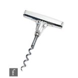 Georg Jensen - A Danish silver and steel acorn pattern corkscrew with planished detail to handle,