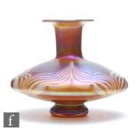 Igor Muller - A later 20th Century studio glass vase, of footed squat form with collar neck and