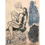 Albert Wainwright (1898-1943) - A study depicting a seated male figure with two other sketches of