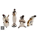 Robj - A set of four 1920s Jazz musicians from the 'Le Jazz' series comprising banjo player,