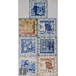 Helen J A Miles - Wedgwood - Seven 8 inch tiles from the Calendar series, each with harebell borders