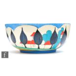 Clarice Cliff - May Avenue - A large Holborn shape fruit bowl circa 1933, hand painted with a