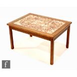 Danish, unknown - A teak occasional table of rectangular form with an inset abstract pattern tiled