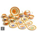 Clarice Cliff - Broth - A complete tea for six circa 1928/29, comprising large Athens shape
