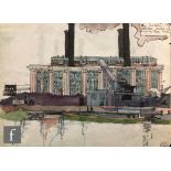 Albert Wainwright (1898-1943) - The Power Station, a study of an industrial scene, to the reverse