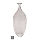 Kosta - A post war clear crystal glass vase, of shouldered ovoid form with bottle neck, decorated