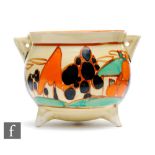 Clarice Cliff - Orange Trees & House - A small cauldron circa 1929, hand painted with a stylised