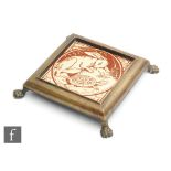 A Minton Aesop's Fable series 6 inch tile decorated with 'The hare and the tortoise ran a race'