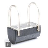 A 20th Century Llewellyn Inc. Lucite handbag, of rectangular section decorated in a grey marble