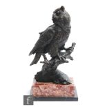 A 20th Century bronze study after Miguel Fernando Lopez (Milo), depicting an owl sitting on a