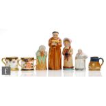 Four Royal Worcester candlesnuffers comprising a monk, Granny Snow, French Cook and Girl with