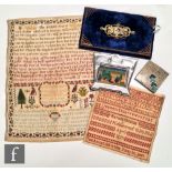 A late 18th Century unframed sampler worked by Martha Mate dated 1794, with the Lords Prayer,