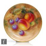 A small Royal Worcester Fallen Fruits pin dish coaster decorated by Roberts with hand painted