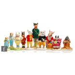 Six Royal Albert figures from the Wind in the Willows series comprising Toad, Badger, Mole, Ratty