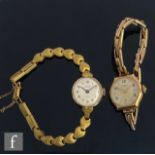 Two mid 20th Century lady's wrist watches, a rotary example to a 9ct spring loaded bracelet,