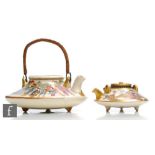 Two Japanese Meiji Period (1868-1912) Satsuma porcelain items, to include a wine/tea pot and