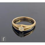 An early 20th Century 9ct diamond solitaire ring, old cut claw set stone, weight approximately 0.
