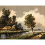 B.H. SLOTMAN (BORN 1939) - Dutch canal scene with farmhouse, oil on canvas, signed, framed, 41cm x