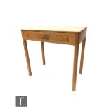 A late 20th Century Arts and Crafts style oak side table by Ian Laval, with sycamore line inlay to