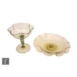 A 19th Century goblet and plate in the manner of Salviati, the goblet with coup bowl with wave